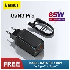 Baseus Gan3 Pro Fast Charger 2C+U 65W EU Original Resmi