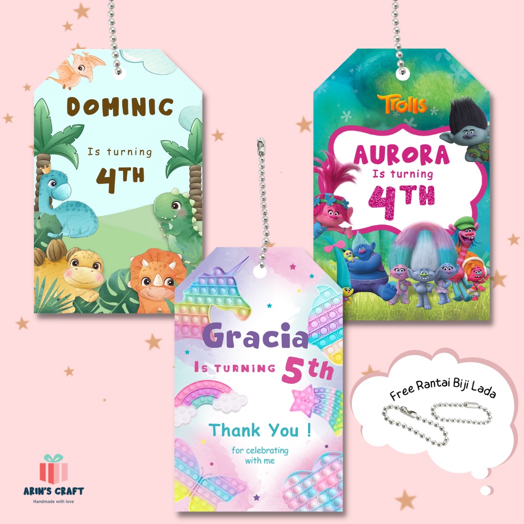 

HangTag Sovenir / Hampers Tag Ulang Tahun / Custom Tag / Thank you label ( dengan tambahan laminasi Doff atau Glossy )