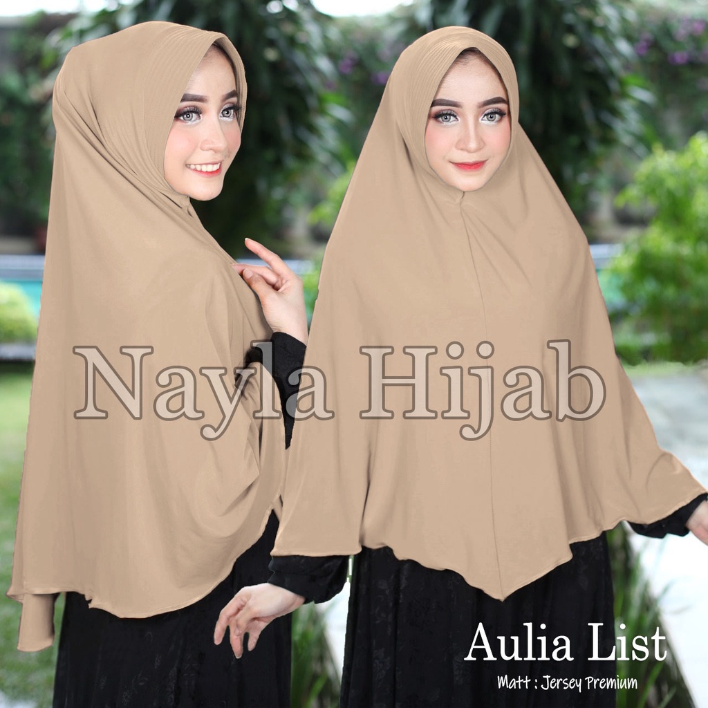 Kerudung Instan Jersey Jumbo Aulia List XL Jilbab Instan Jersey Premium Hijab Bergo Nayla Hija'b