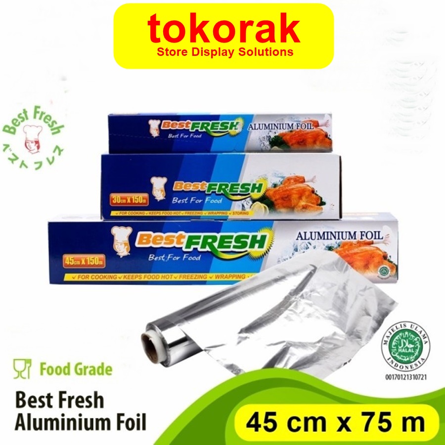 ALUMINIUM FOIL ROLL 45 CM x 75 M BEST FRESH WRAPP FOR FOOD