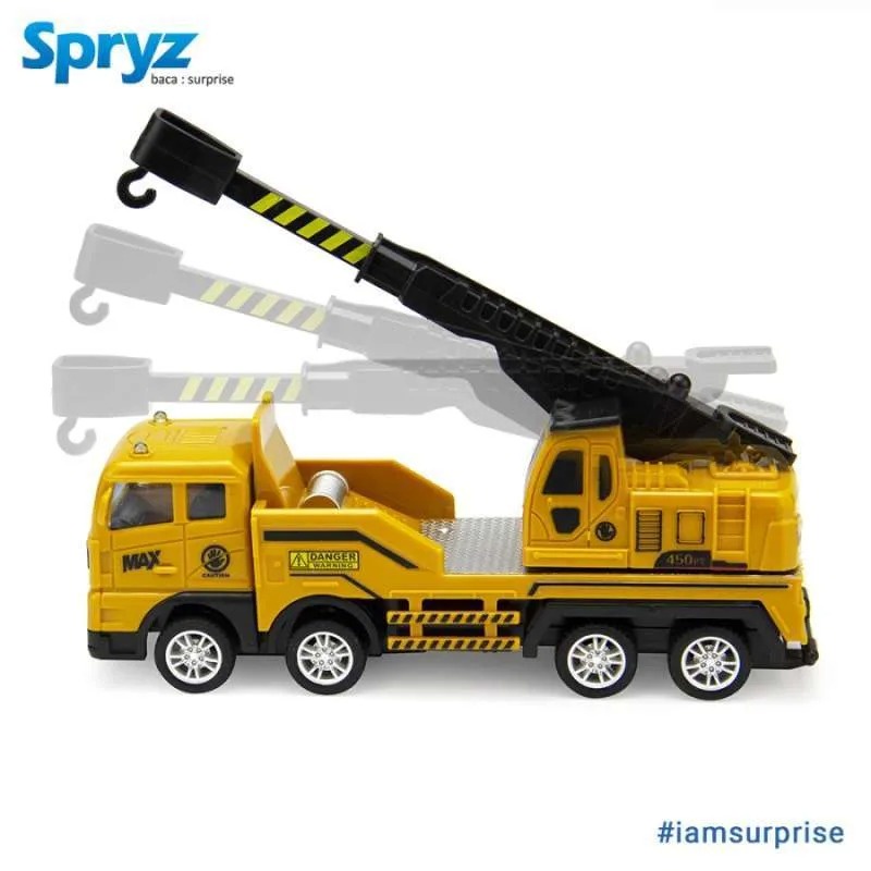 Mainan Miniatur Truk Konstruksi Crane Excavator Penyelamat Pengait Spryz Construx 1:55