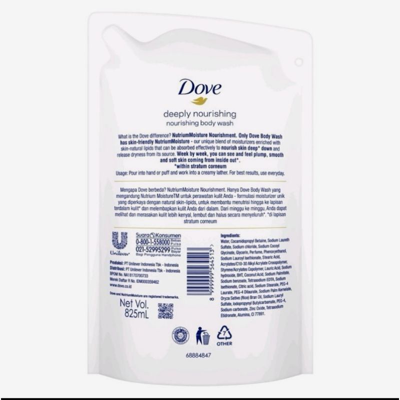 DOVE Body Wash Deeply Nourishing Refill 825 ml