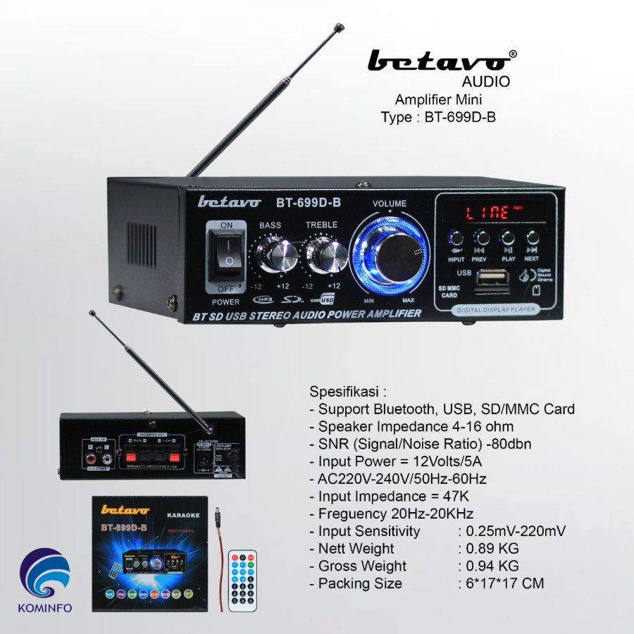 Amplifier Mini Betavo BT 699D B Ampli Bluetooth