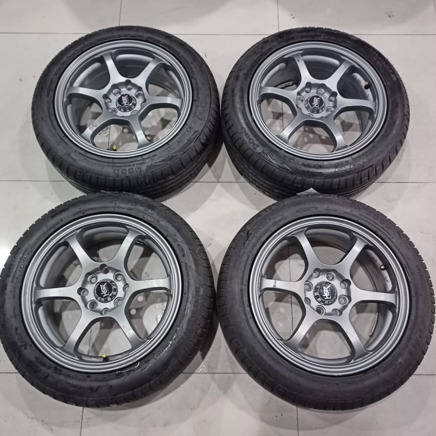 Velg Mobil Seken Ring 15 MISAKI HSR R15X6,5 Lubang 4 ET38 BAN 185 55 R15