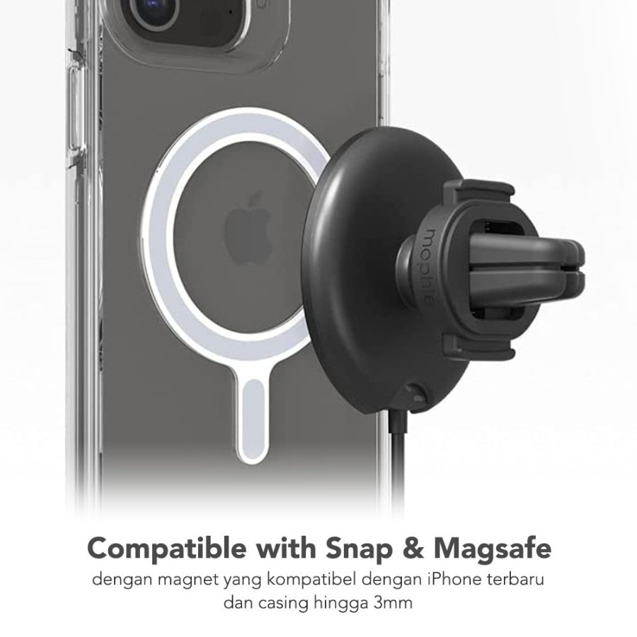 Mophie Wireless Phone Car Holder Charger iPhone 15W Snap+ Vent Mount