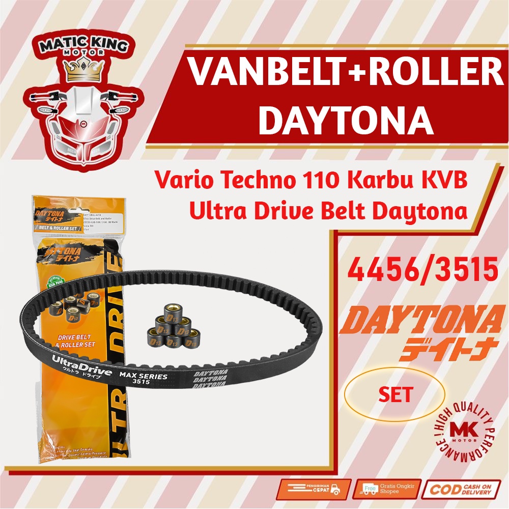 Vanbelt SET assy Vario Techno 110 Karbu FI ESP Daytona Ultra Drive Belt+roller 4456 3515