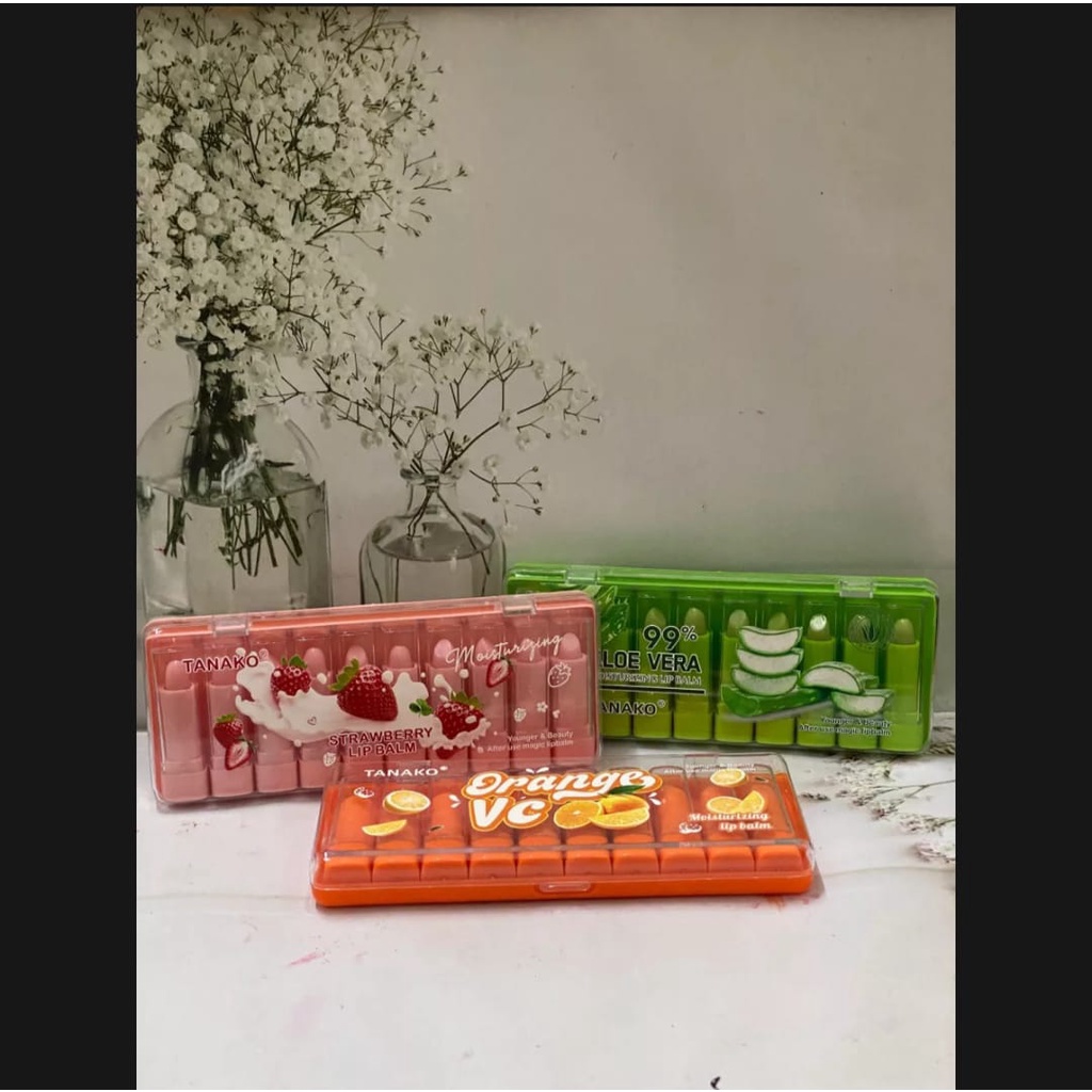 [Dapat 10 Pcs] Tanako Magic Lipbalm Strawberry / Orange / Aloevera