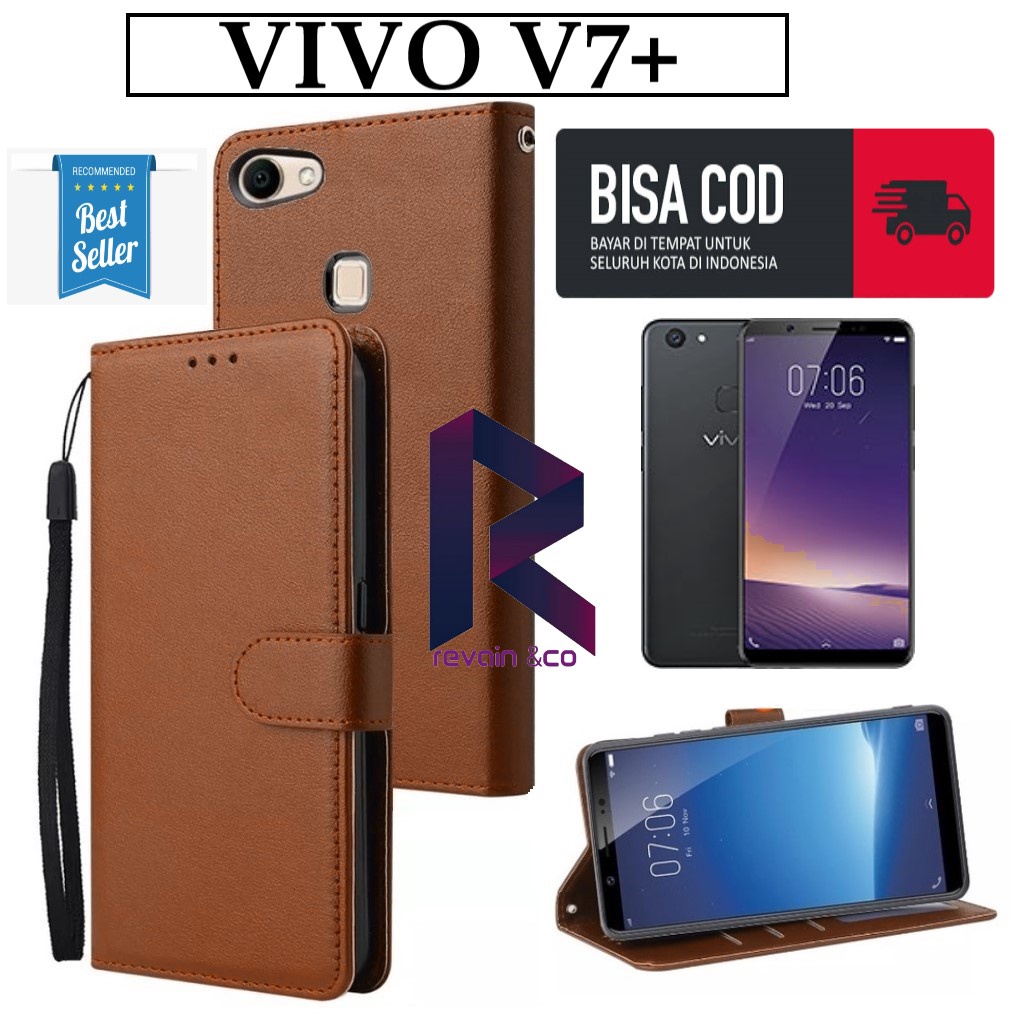 CASE VIVO V7 PLUS FLIP WALLET LEATHER KULIT PREMIUM SARUNG BUKA TUTUP KESING HP FLIP CASE VIVO V7 PLUS