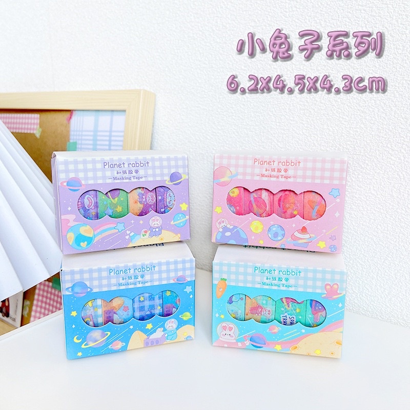 1 set washi tape motif lucu beruang pink biru