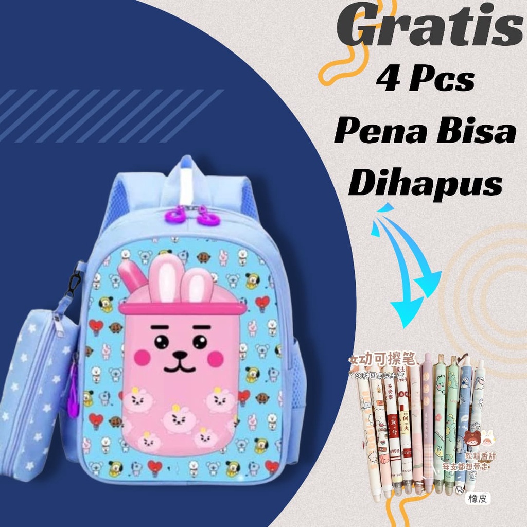 GTB Tas Ransel Anak Perempuan Tk Karakter Boba Gratis Pena Bisa Di Hapus Terbaru 2022