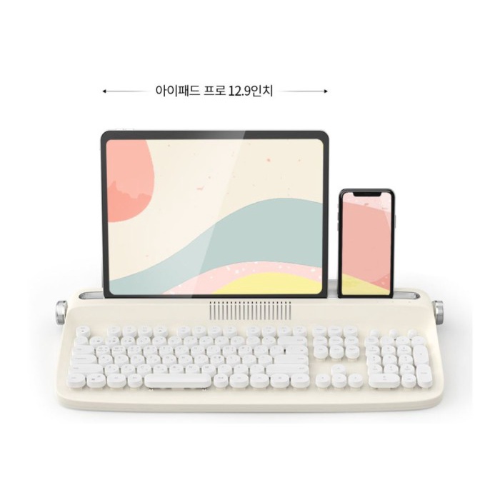 Keyboard Actto Keyboard Bluetooth Wireless Keyboard Retro Typewriter Pink & Min