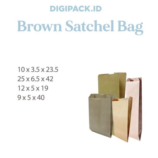 

[Digipack] Brown Satchel Bag 25 x 6.5 x 42 | Kantong Kertas Roti Snack