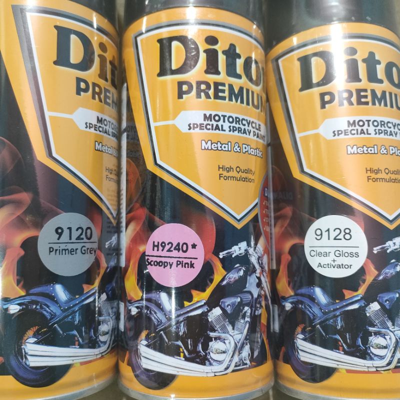 Pilok Cat Diton Premium Paket Lengkap 3 Kaleng Scoopy Pink Ping Scoopy 9240 Primer Grey Epoxy 9120 Clear Glossy 9128 400cc Pilox Paketan Cat Semprot Special Spray Paint