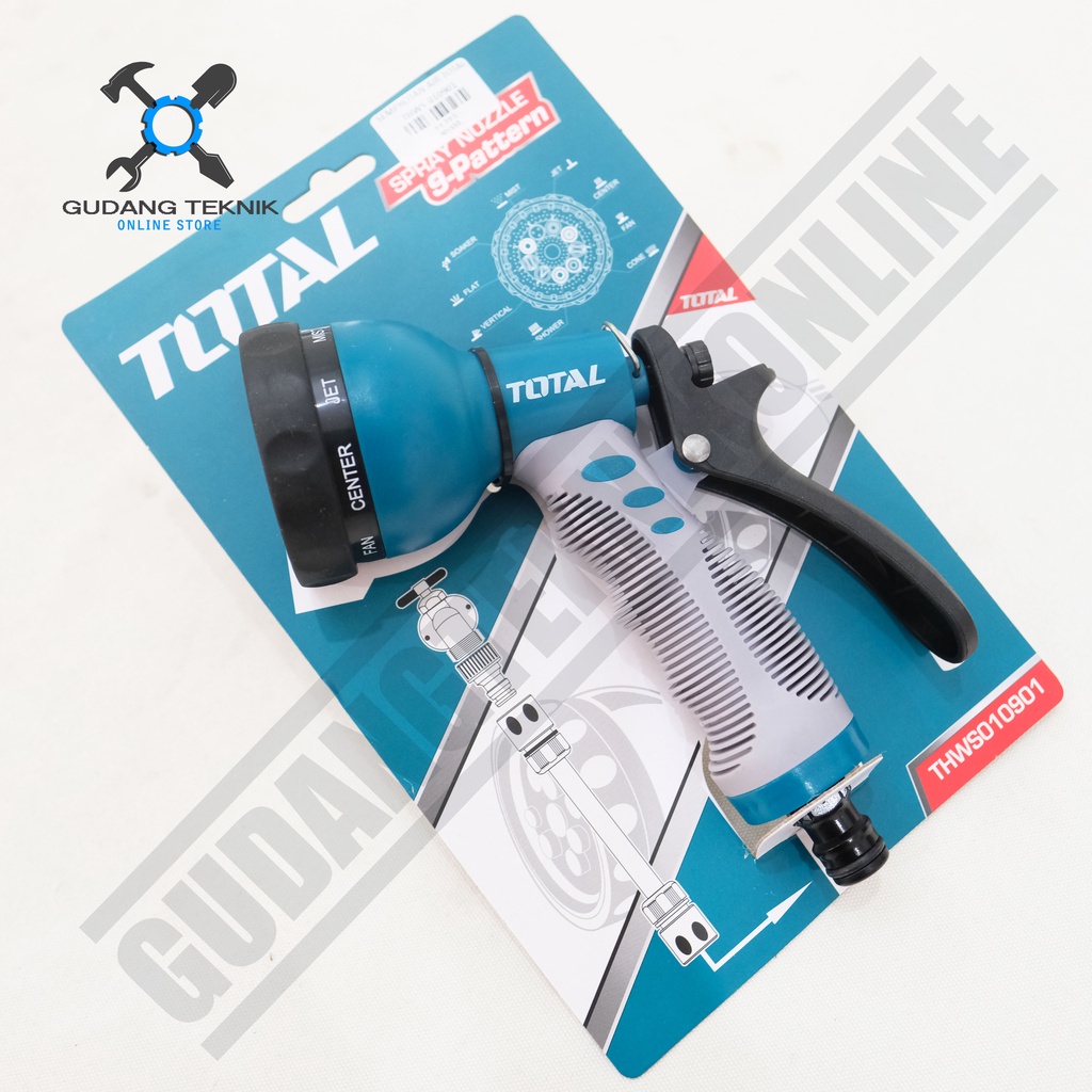 Kepala Semprotan Air THWS010901 TOTAL / Garden Water Hose Spray Nozzle Gun THWS 010901 TOTAL