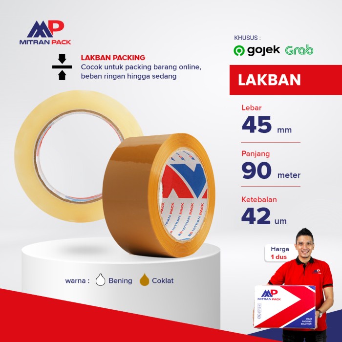

(GJ) Lakban Bening / Coklat 45 mm x 90 meter / 100 yard ekonomis