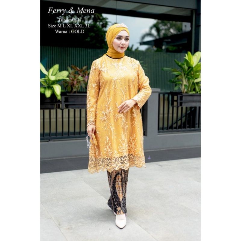 KEBAYA TUNIK AQILA JUMBO TILLE PREMIUM MUTIARA MODERN KEBAYA PESTA KEBAYA KONDANGAN KEBAYA WISUDA KEBAYA TUNIK BRUKAT