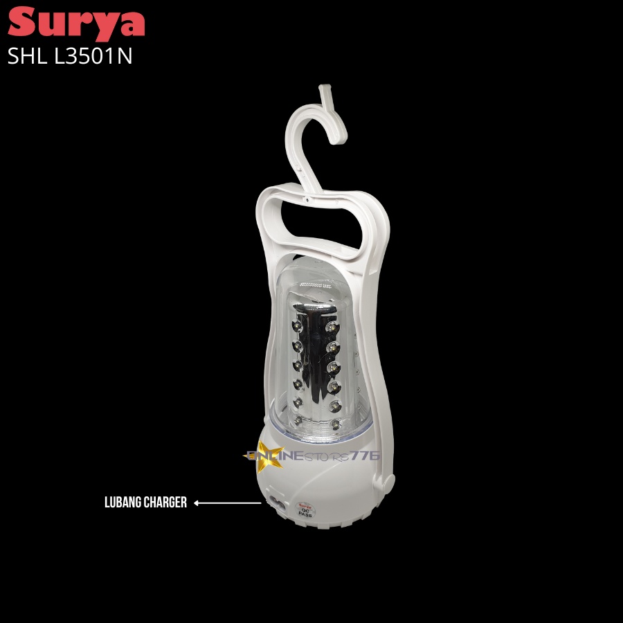 Lampu Emergency Petromak SURYA SHL L3501N SMD 36 LED with Dimmer Switch Rechargeable 14 Hours