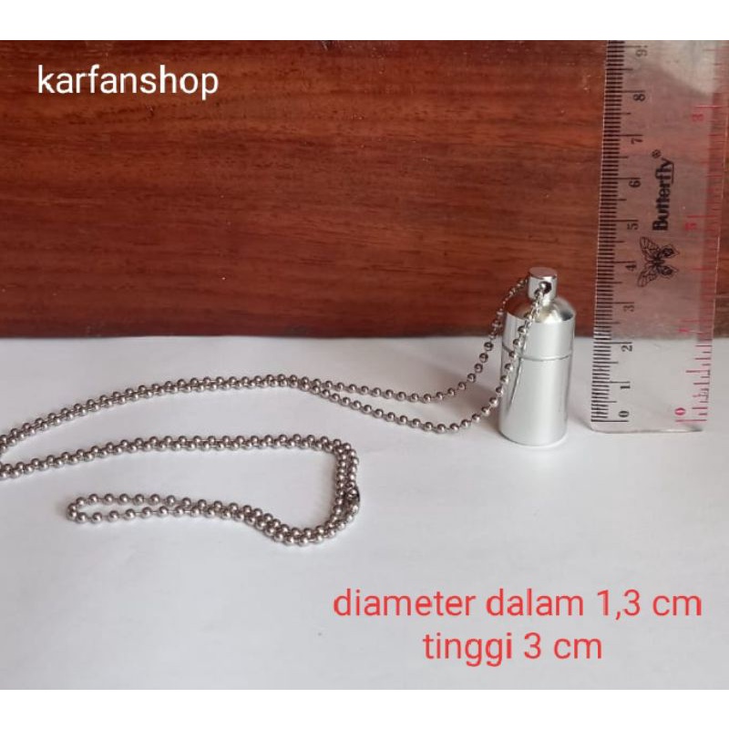 LIONTIN TABUNG BISA DI BUKA TUTUP LIONTIN TABUNG MINYAK TEMPAT OBAT