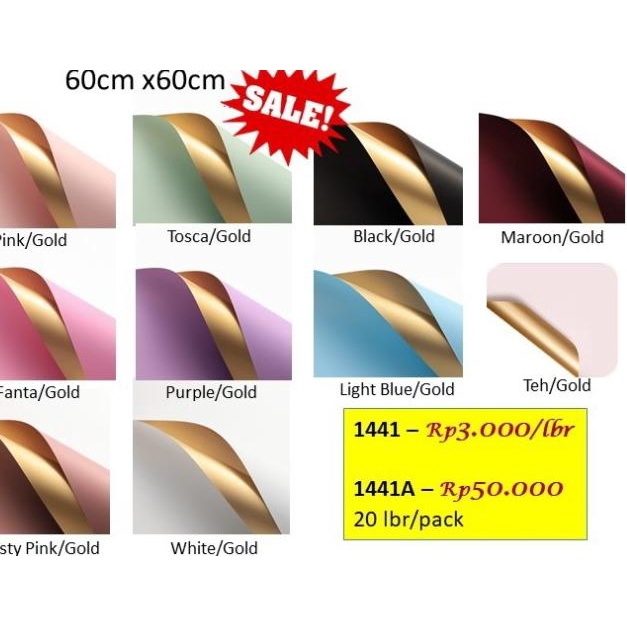 

20lbr flower wrapping paper - bi color golden cellophane 1441A - pink/gold