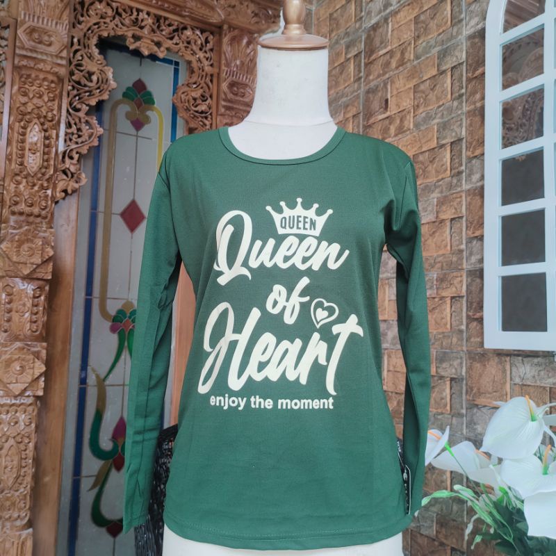 Kaos Dewasa Queen Kaos Harian Perempuan Cewek Wanita Atasan Lengan Panjang Kekinian Viral Terbaru