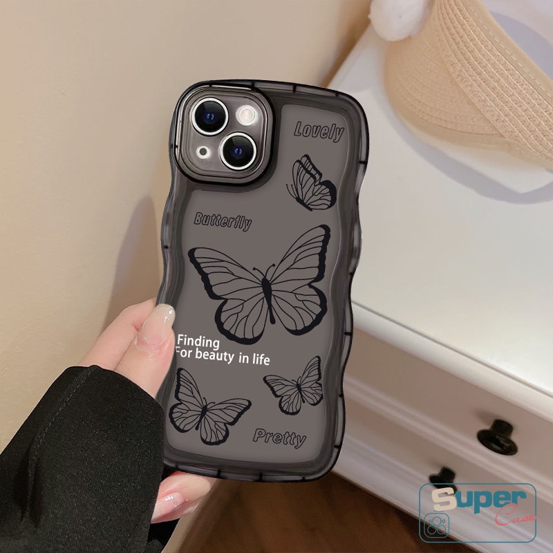 Retro Butterfly Case Samsung A04 A12 A14 A50s A04s A23 A32 A50 A13 A30s A03 A33 A21s A53 A30 A20s A31 A02s A52 A20 A51 A03s A11 A30 A52s A22 Soft TPU Fashion Wavy Edge Cute Case