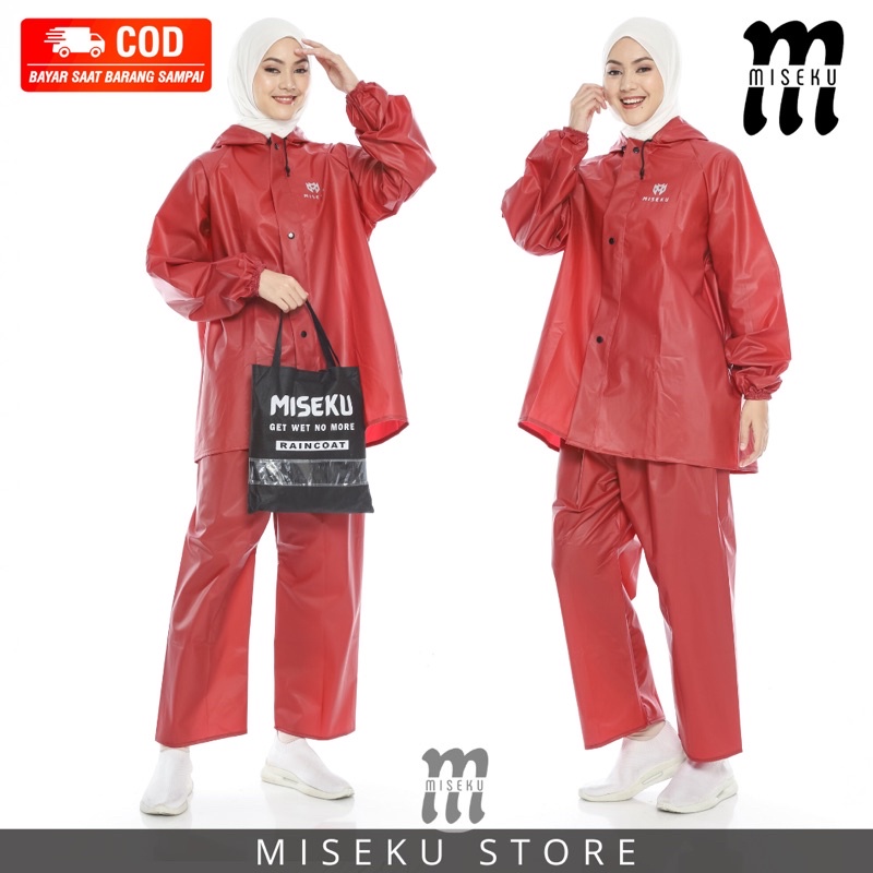 JAS HUJAN, RAINCOAT Pria Wanita Terbaik By MISEKU Anti Rembes HIJAU ARMY