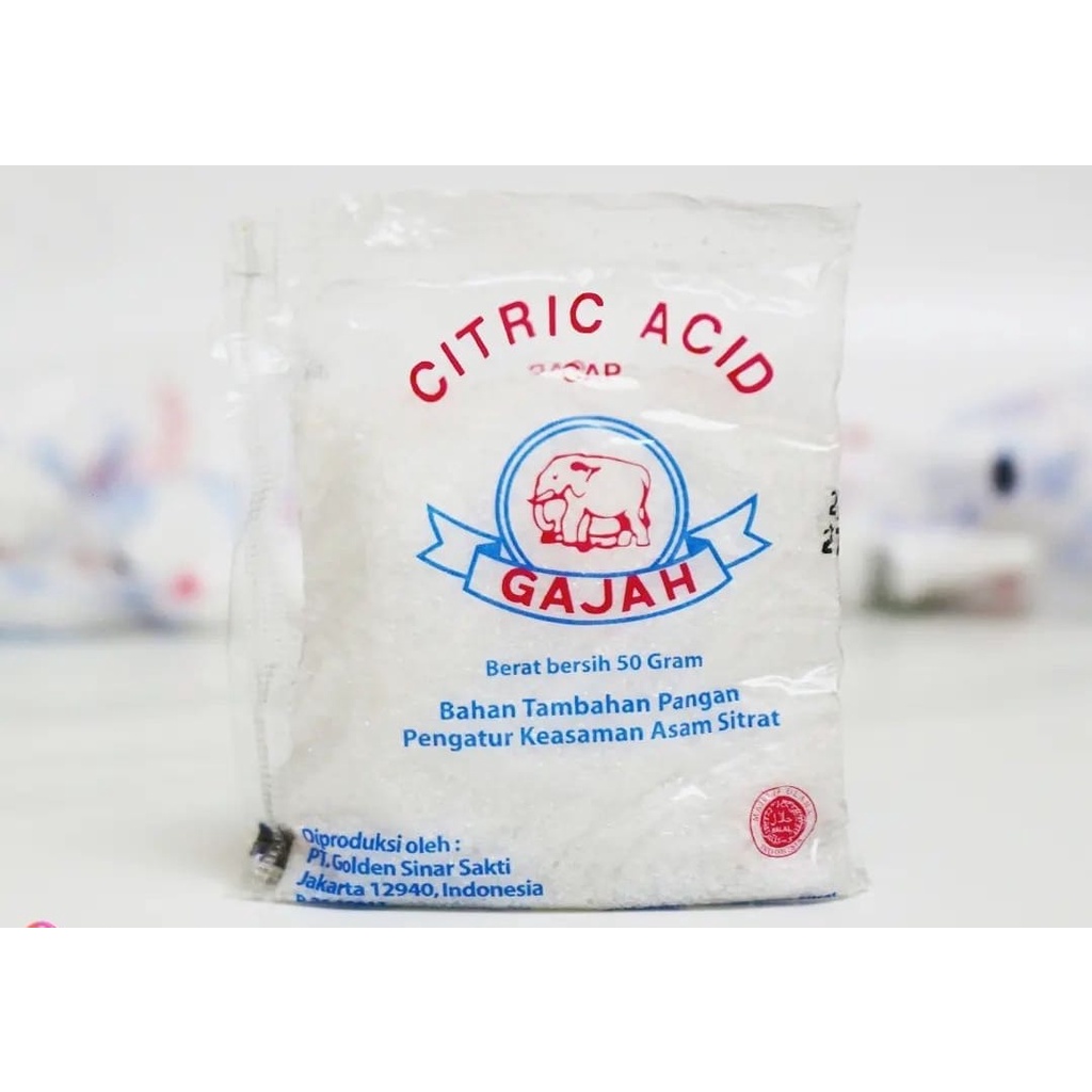 

Asam Sitrat Citric Acid Cap gajah 50Gr / Asam Sitrun / Citrun