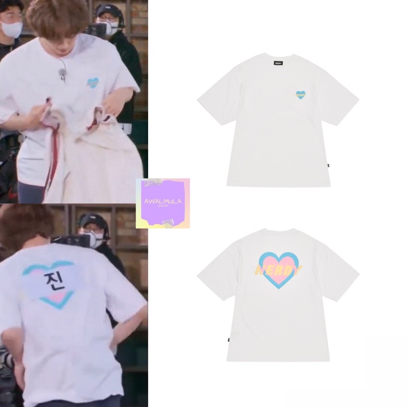 (PO) OFFICIAL NERDY Neon Heart SS T-shirt worn by BTS Jin