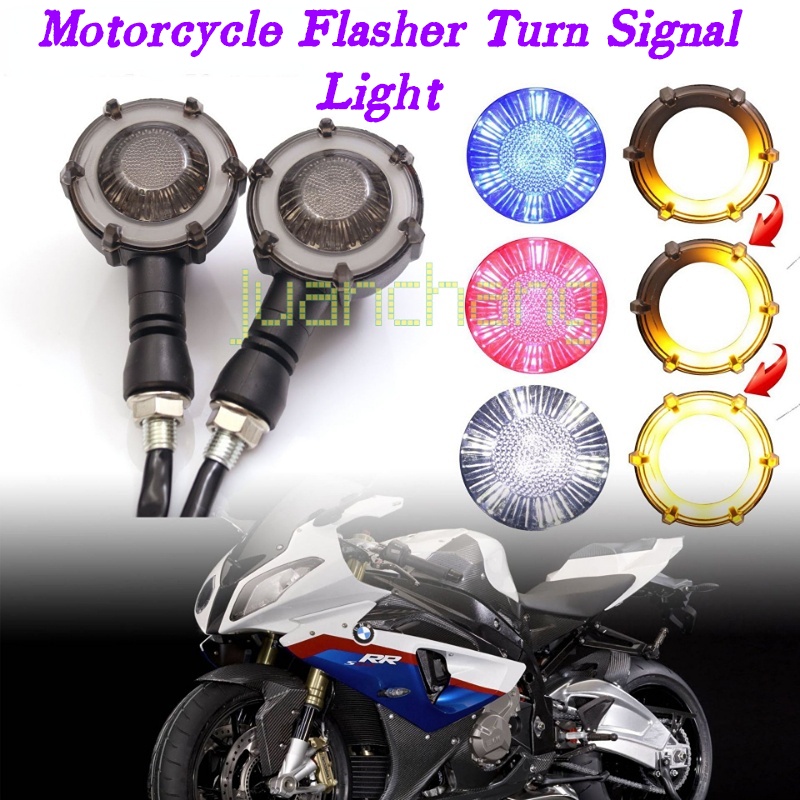 Lampu Sein / Rem Belakang Motor LED Universal Bentuk Bulat Dua Warna