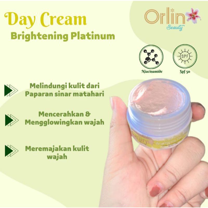 miffglow- FRE GIFT Orlin beauty Night cream and day cream Whitening platinum orlin beauty ORIGINAL BPOM