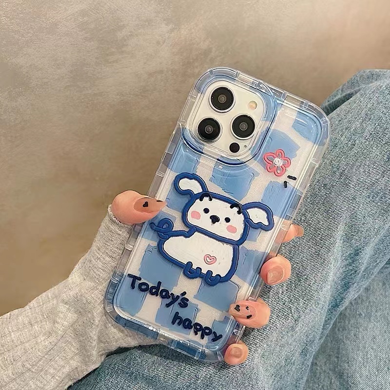 Soft Case Silikon TPU Transparan Motif Anjing Lucu Untuk IPhone 13 14 12 11 Pro Max XS XR X 8 7 6S Plus