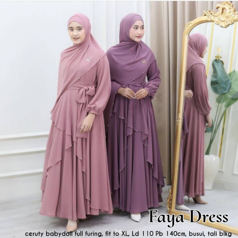 Cod faya dress/busana muslim/pakaian wanita/gamis ceruty/gamis polos/dress pesta/gamis kondangan/baj