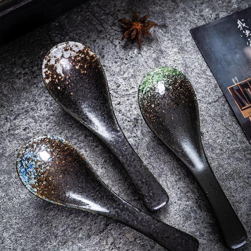 sendok bebek keramik kuah sop ramen bakmi / ceramic spoon rice soup japanese chinese style dessert spoon