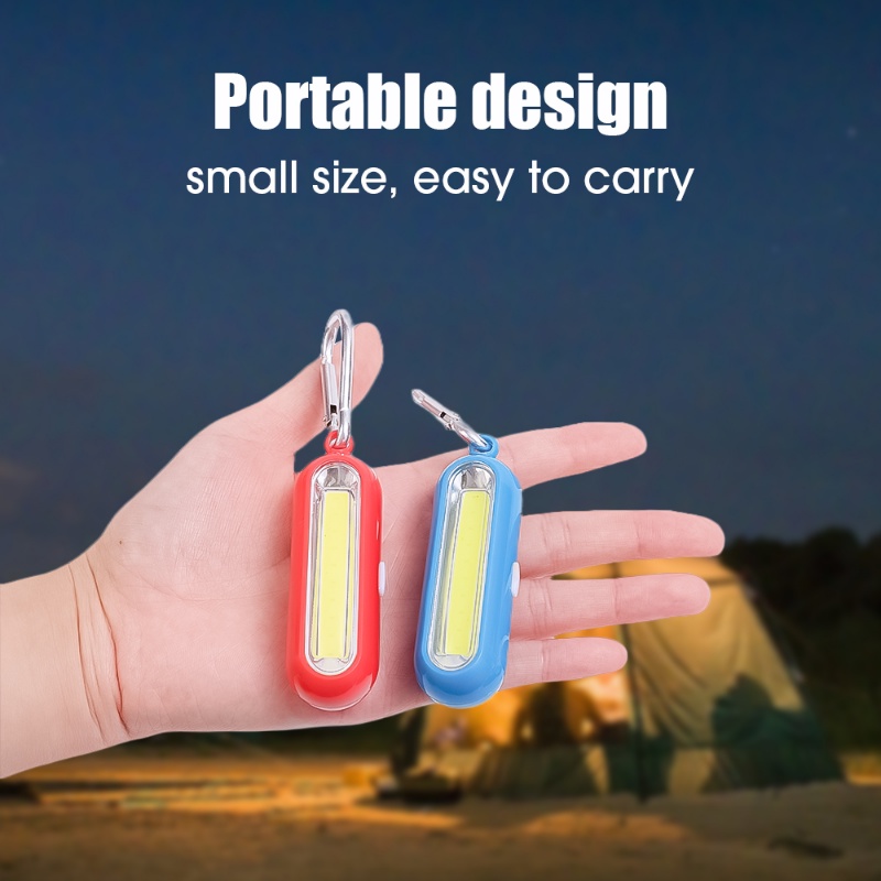 1pc Senter COB Mini Portable Multifungsi Bahan Plastik ABS Dengan Gantungan Kunci Untuk Camping