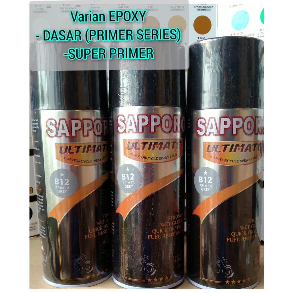 pilok pilox cat semprot cat spray sapporo ultimate 400ml varian epoxy poxy primer grey b22 1k surfacer grey k22 super primer 400ml