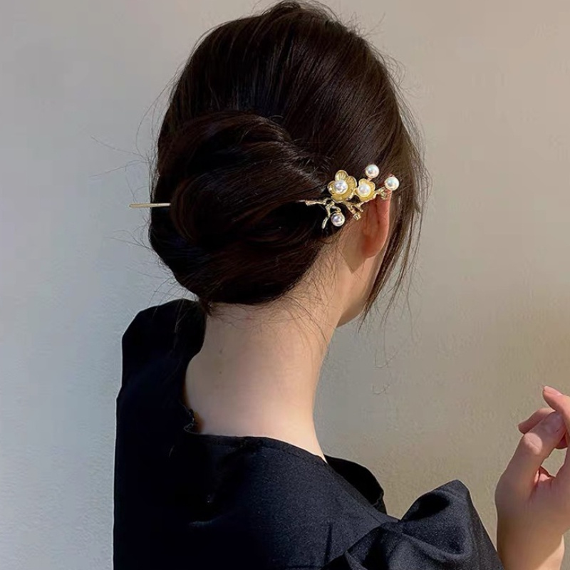 Jepit Rambut Desain Bunga Hanfu Bahan Logam Gaya China Antik Untuk Wanita