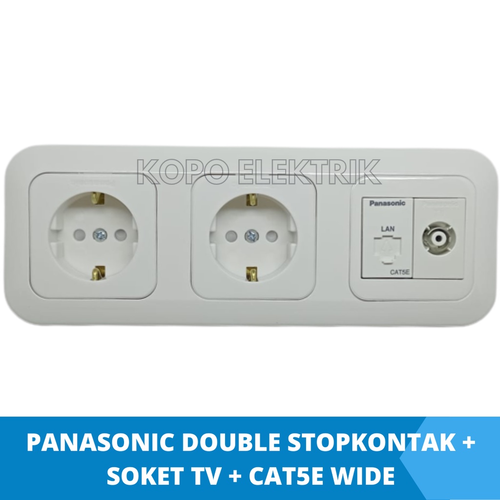 Panasonic Double Stopkontak CP + Outlet Data + Soket TV 3 Gang Tanam Inbow