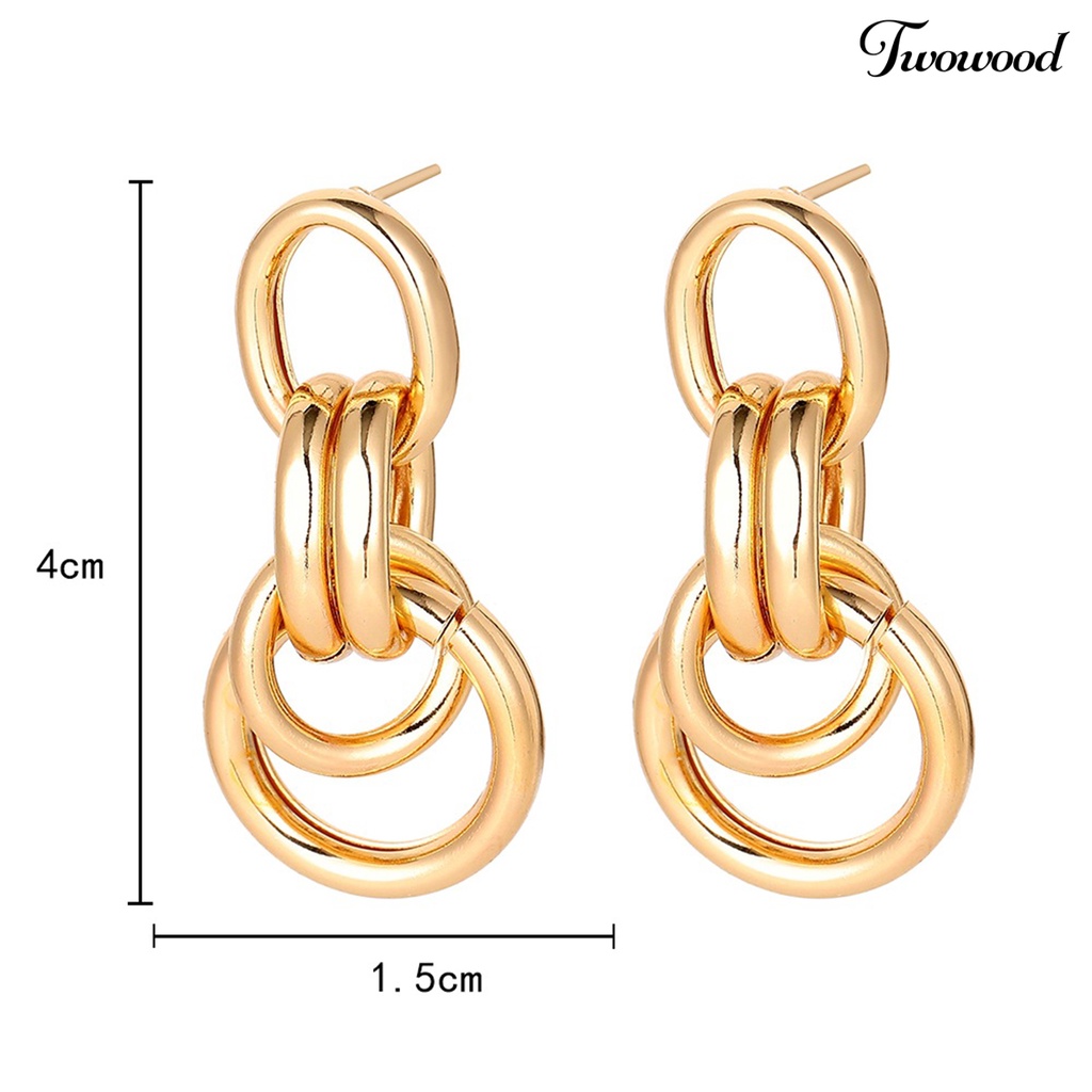 1 Pasang Anting Stud Bentuk Lingkaran Model Hollow Bahan Metal Gaya Vintage Untuk Pernikahan