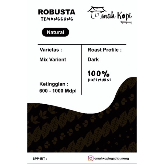 

bubuk robusta natural Temanggung 100gr-250gr