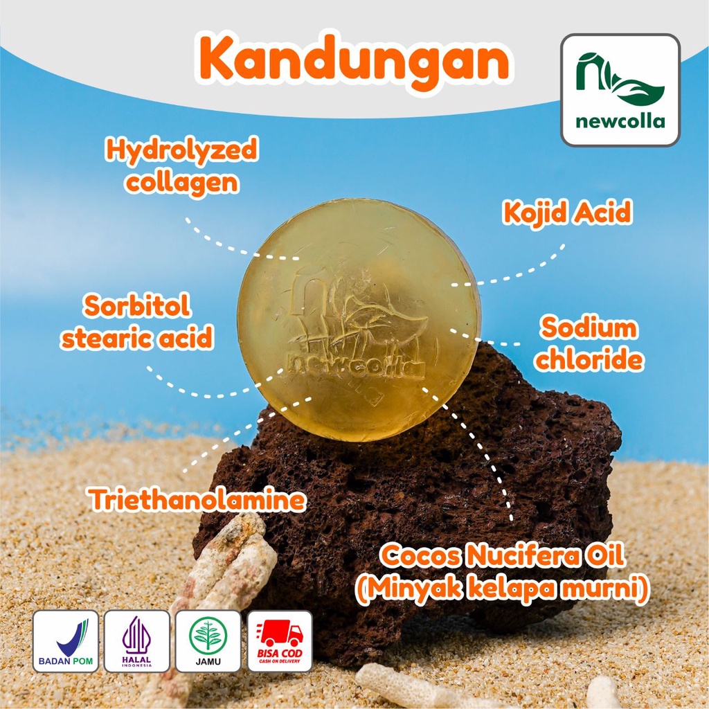 Newcolla Body Soap Sabun Kolagen Pencerah &amp; Pemutih Kulit Badan Ampuh Collagen Original Bpom