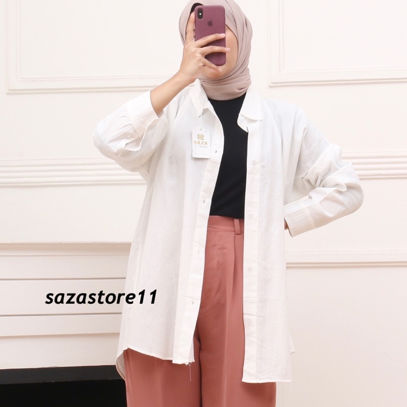 Anna Shirt - Kemeja Oversize Linen Wanita 999 - Linen Shirt - Atasan Wanita Lengan Panjang