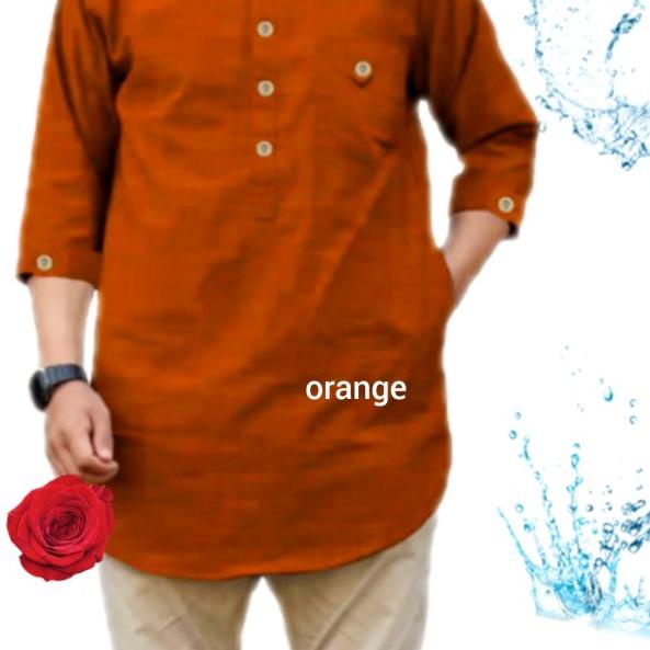 Baju Kemeja Koko Qurta Pria Muslim - Orange, M