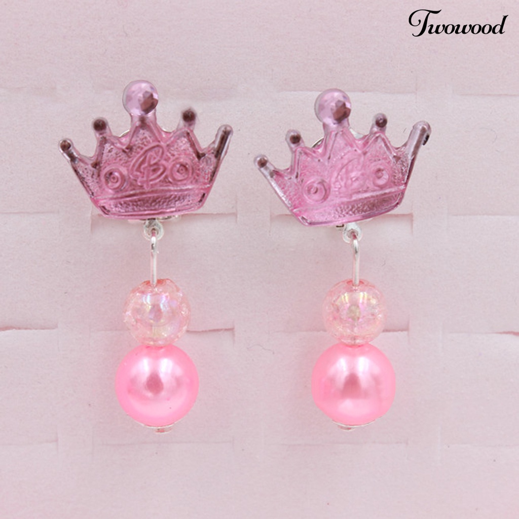 7 Pasang / Kotak Anting Juntai Desain Kartun Aksen Mutiara Tiruan Untuk Anak Perempuan