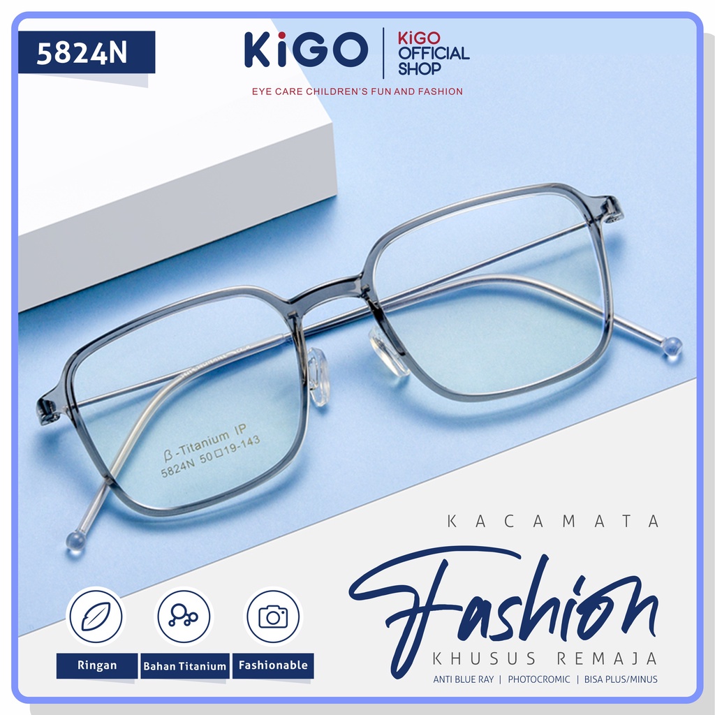 Kigo Kacamata Remaja Anti Radiasi Blueray Titanium Karet 5824N