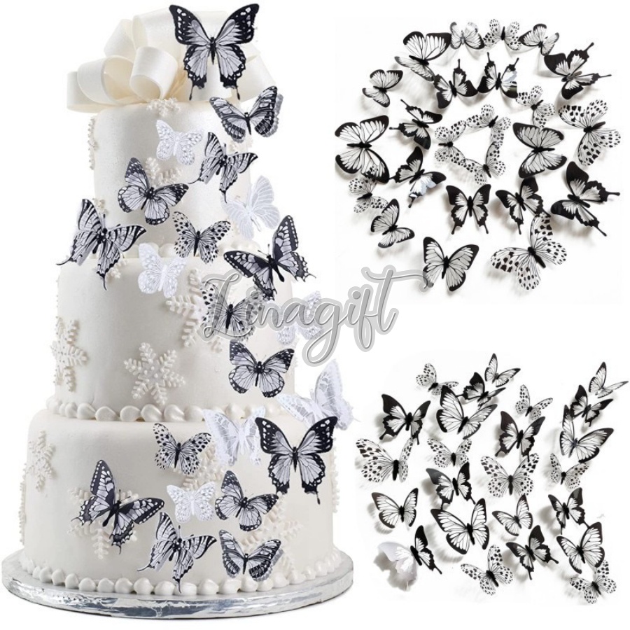 ( Set 18 Pcs ) TOPPER CAKE BUTTERFLY / TOPER KUE KUPU - KUPU / HAPPY BIRTHDAY CAKE DECORATION SUPPLIES AESTHETIC / ESTETIK / AKSESORIS HIASAN BUKET BUNGA / KARANGAN BUNGA / KERTAS BUNGA / CELLOPHANE /  FLOWER WRAPPING KOREAN STYLE / FLORIST PESTA