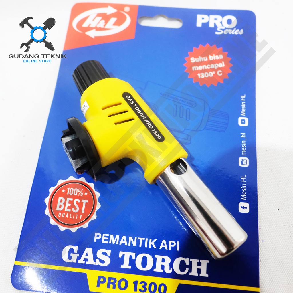 Gas Torch HNL H&amp;L HL PRO 1300 BUTTON TRIGGER / Kepala Pematik Api Gas Portable - Flame Gun Blow HNL HL1300