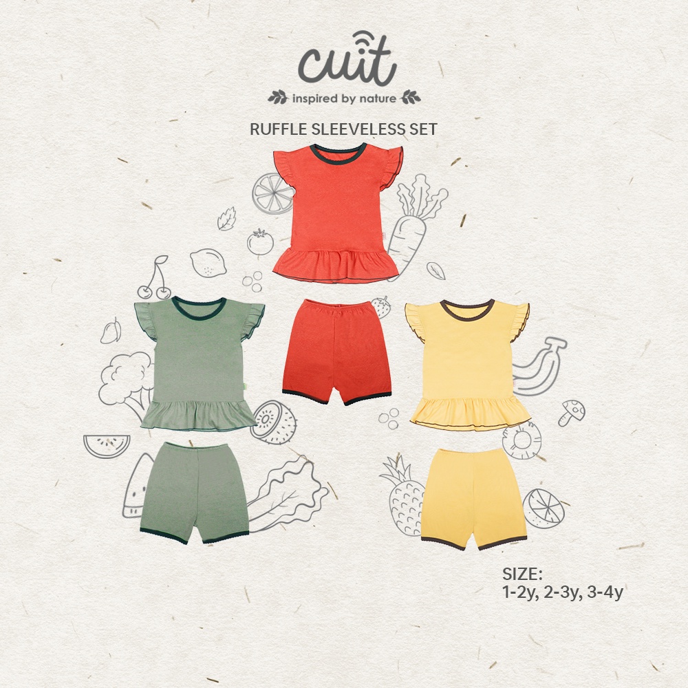 CUIT Baby 1- 4 Tahun Yagi Ruffle Sleeveless Setelan Kutung Anak Perempuan Furutsu Series