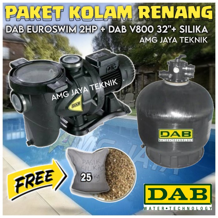 MESIN POMPA AIR KOLAM RENANG DAB 2HP + SAND FILTER DAB 32" BERGARANSI