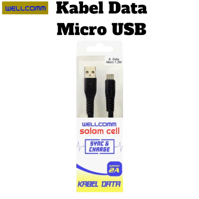 Kabel data Micro USB WELLCOMM Original Garansi Resmi