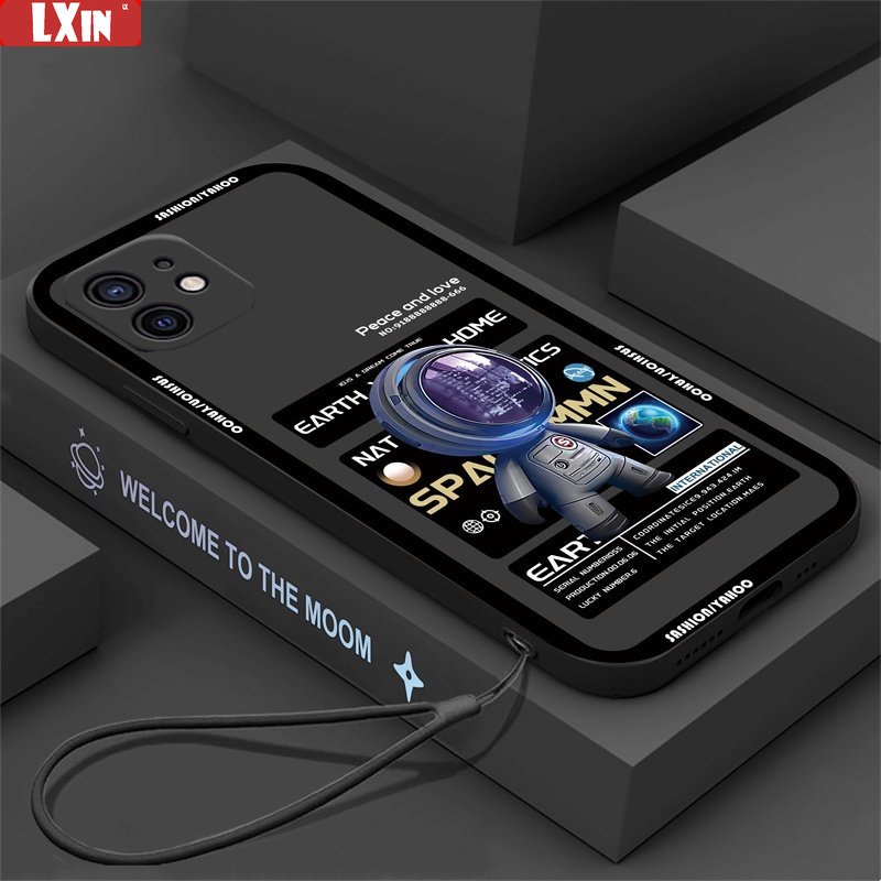 Soft Case Silikon Motif Planet Astronot Dengan Lanyard Untuk IPhone 14 Pro Max / 13pro / 11 / 12 / Xr / XS / 6 / 6S / 7 / 8plus / SE 2020